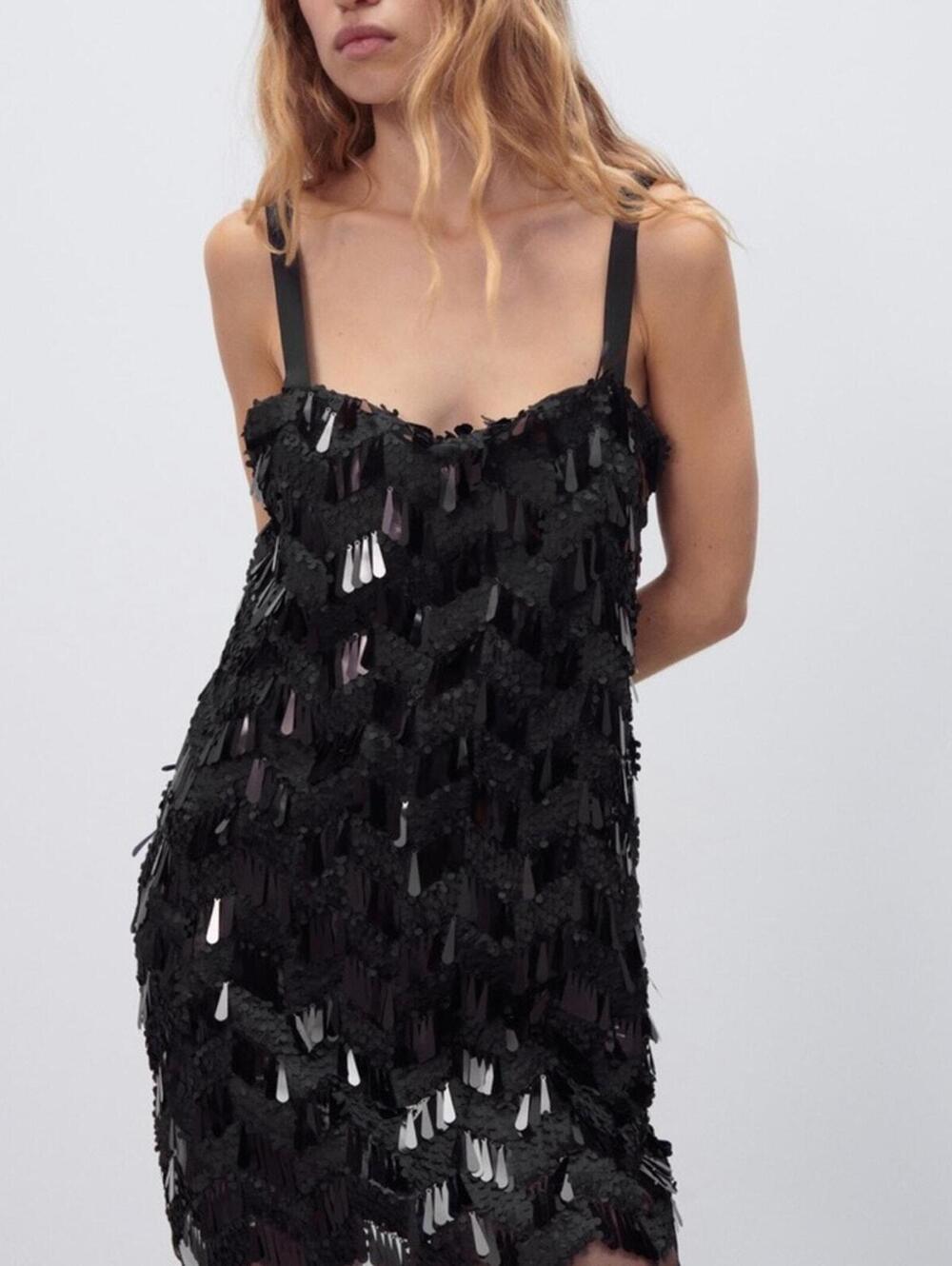 ZARA Droplet Sequin Mini Dress Size X-Small NWT